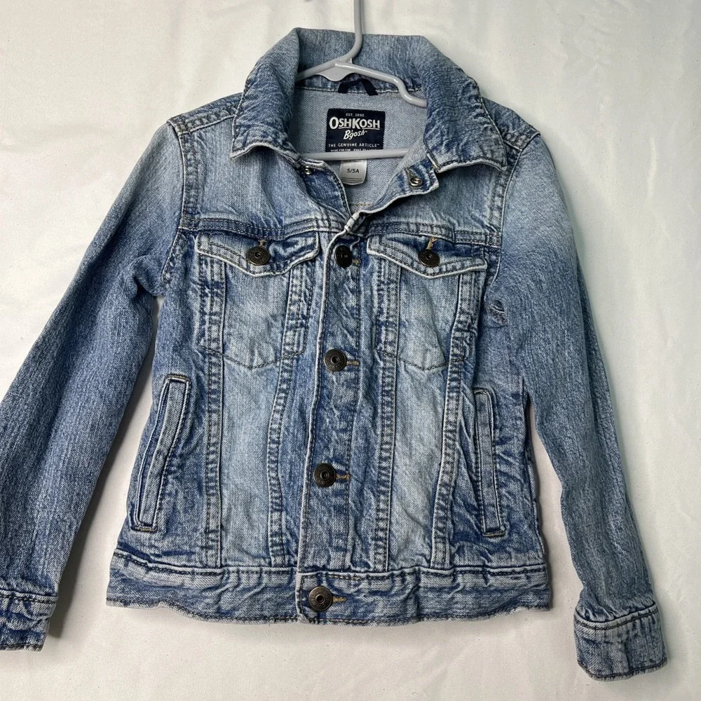 Oshkosh B'gosh Denim Jean Jacket Button Up Unisex Toddler Size 5/5A